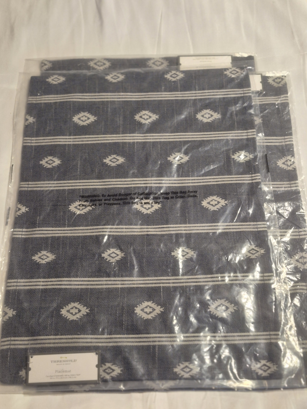 Gray Aztec Stripe Placemats - Set Of 4 Brand New 14"x19" Threshold Kitchen Linen
